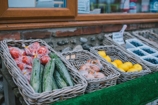 istock Fruits in a basket for sale 1248271472