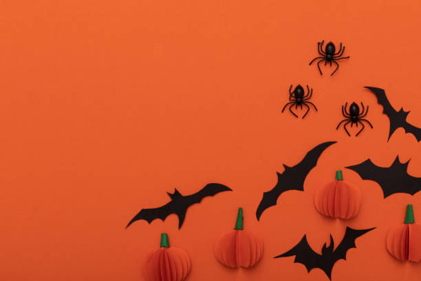 istock Modern black and orange invitation card background. Halloween concept 1248271827