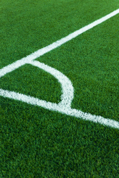 istock Football field corner with white marks 1248274297
