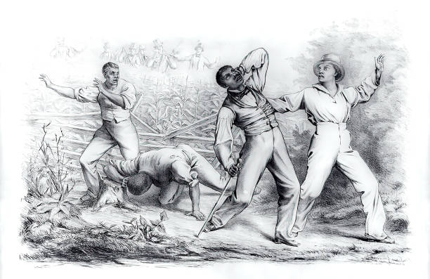 illustrazioni stock, clip art, cartoni animati e icone di tendenza di effetti della legge sugli schiavi fuggitivi (1850) - slavery african ethnicity american civil war cartoon