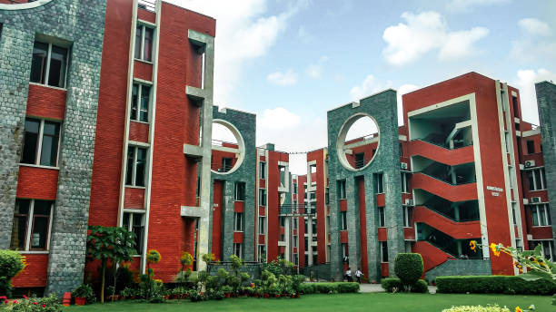 Delhi, India-June 05, 2020: Beautiful campus view of ADGITM formerly known as Northern India Engineering College. It is the private college afflicted to GGSIPU university, located at Shastri Park.