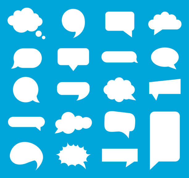 Speech Bubble Icons Set Vector illustration speech bubble icons set on blue background. animal hand stock illustrations