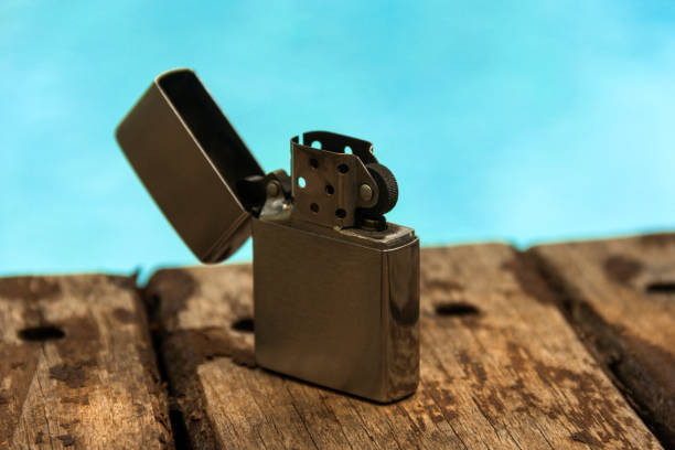 Silicon petrol lighter on a wooden background