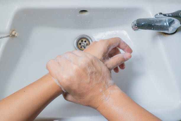 istock Washing hands in the basin to prevent corona 1248279330