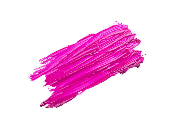 istock stroke of pink lipstick on white background, copy space 1248282388