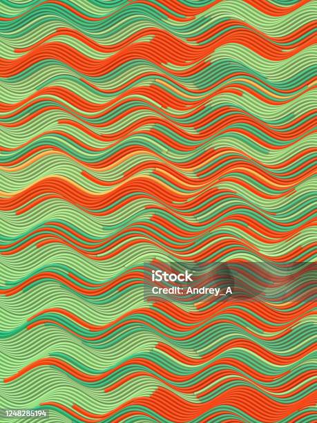 Modern Wavy Pattern With Horizontal Colored Lines 3d Rendering Concept ...