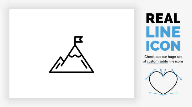 산의 편집 가능한 선 아이콘 - 전도 사업 시설 stock illustrations