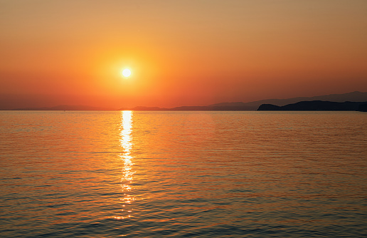 Beautiful sunset on the Greek island