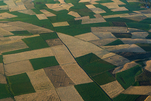 Aerial view on agricultural land in Ethiopia