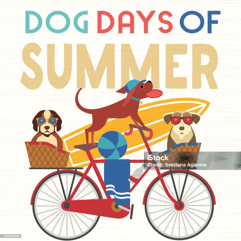 Dog Days Of Summer Comic Cartoon Vector Poster Stock Illustration