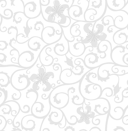Background with gray curls and lily flowers, isolated on a white background, floral, retro style.