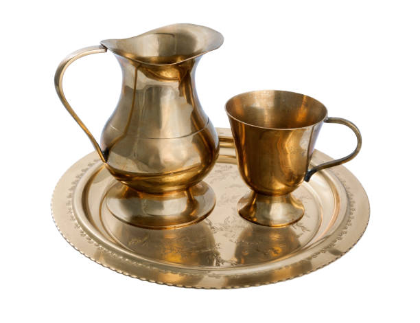 istock Bronze tray with jug and bowl 1248291708