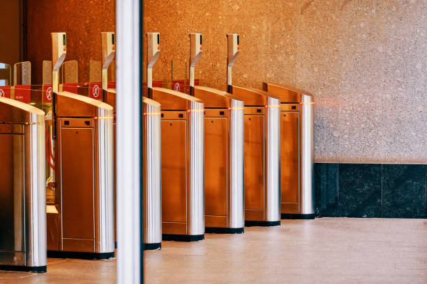 istock Blocked turnstiles at the train station, close-up 1248292400