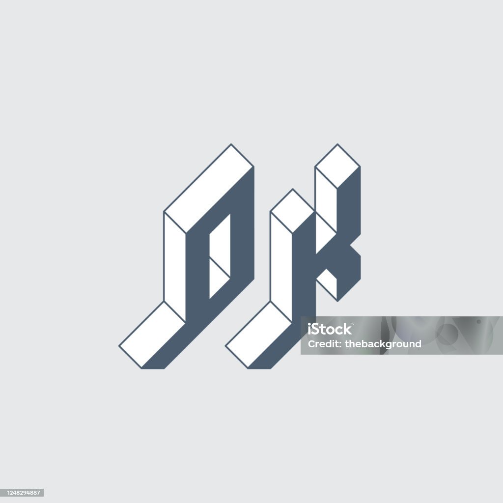 Ok Monogram Or Logotype Isometric 3d Font For Design Volume