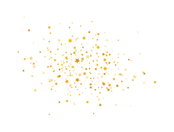 illustrations, cliparts, dessins animés et icônes de composition d’étoiles d’or sur le fond blanc. glitter éléments de conception élégante. étoiles filantes d’or. décoration magique. texture de noel. illustration de vecteur - poussière illustrations