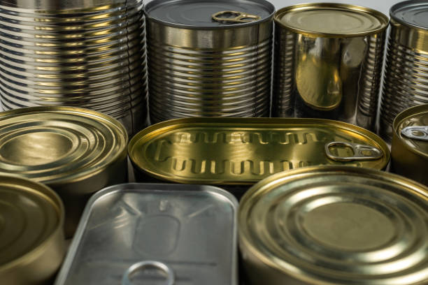 istock Mix of cans isolated on white background. 1248296894