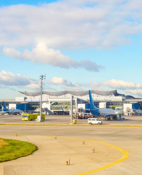 istock Boryspil airport, airplanes, bus, airfield 1248298060