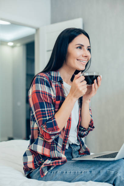istock Happy person beginning the day with strong coffee 1248299592