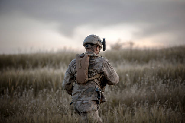 Army Soldier walking in battlafield