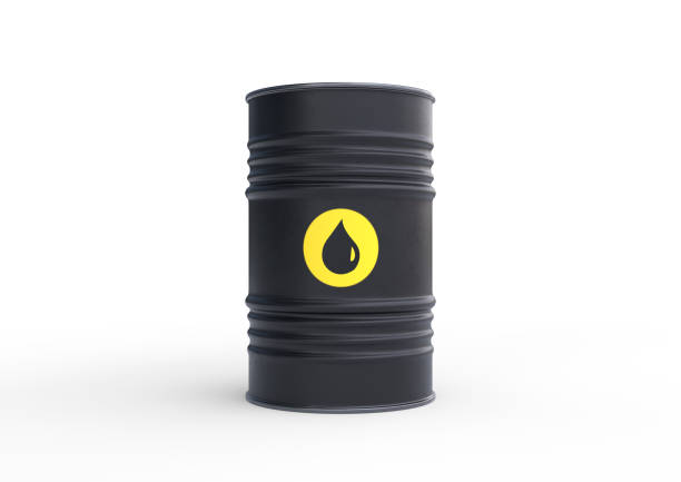 Black barrel of oil on a white background. 3D rendering illustration