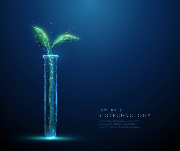ilustraciones, imágenes clip art, dibujos animados e iconos de stock de la planta verde brota en tubo. concepto de biotecnología - dna genetic research medicine therapy
