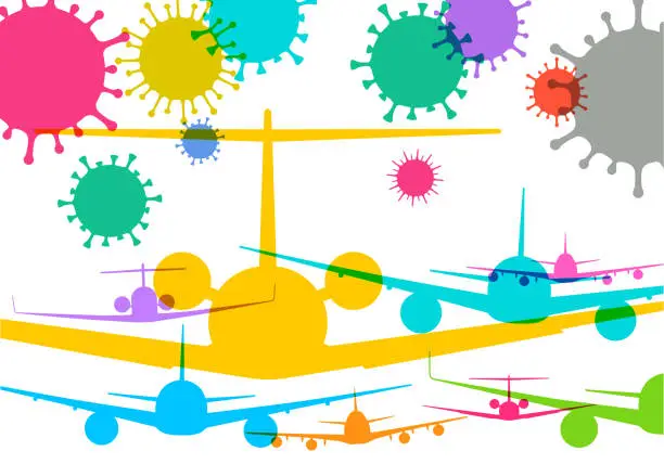 Vector illustration of Air Travel during Covid_19 Pandemic