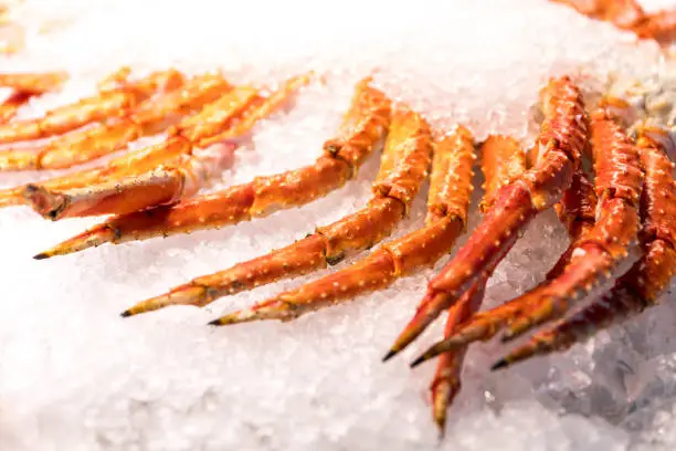 Seafood on ice. Snow Crab Claws