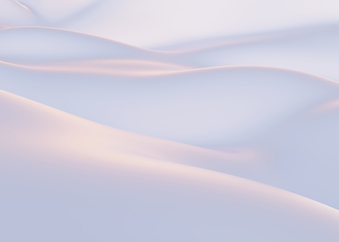Snow-covered mountains in winter. Empty White backdrop, white hills, Background concept. 3d render