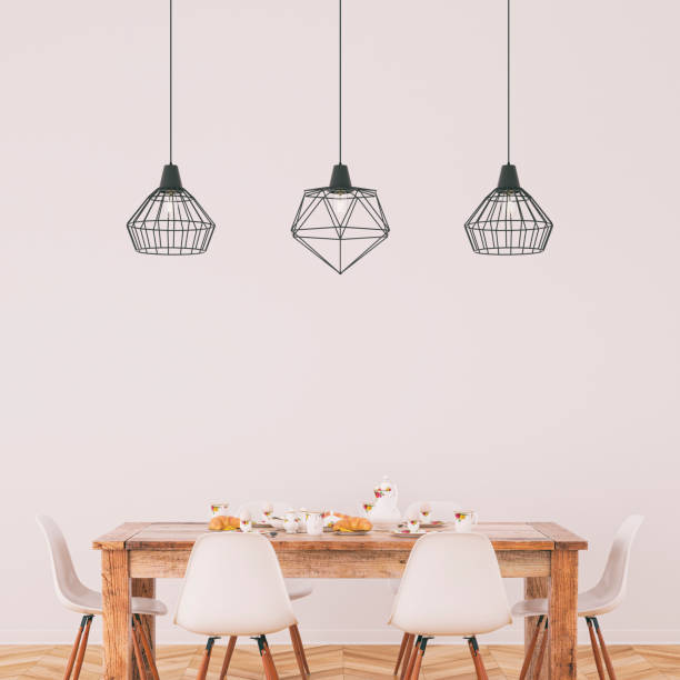 istock Dining room with table and decoration plaster wall stock photo 1248313900