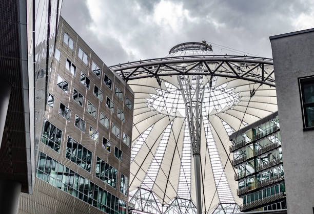 Berlin - The Sony center in morning. The centre was designed by Helmut Jahn and Peter Walker  as landscape architect and construction was completed in 2000.