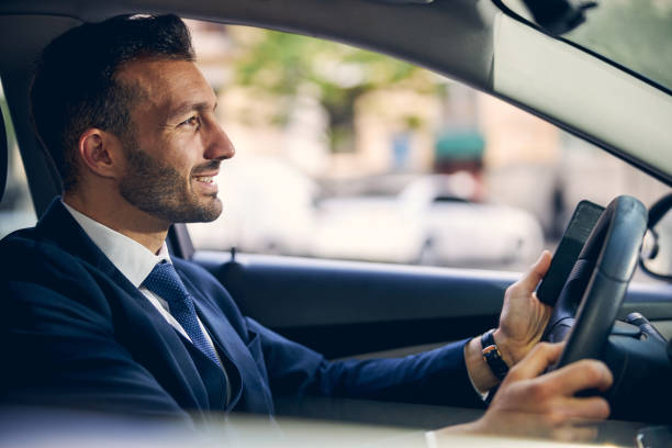 istock Young brunette male going alone in car 1248319778
