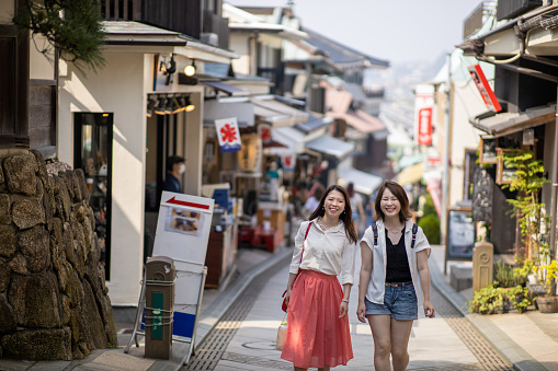 Young women visiting local place in Japan