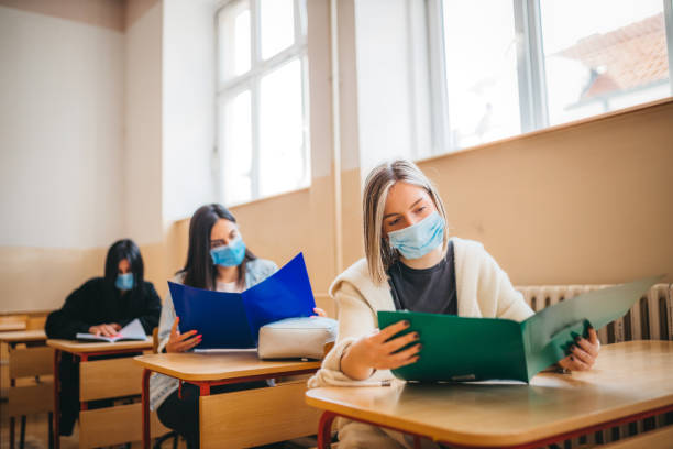 istock Female Pupil Studying At Desk In Classroom 1248325012