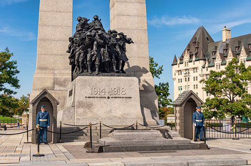 Ottawa, CA - 9 October 2019: The National War Memorial in Confederation Square