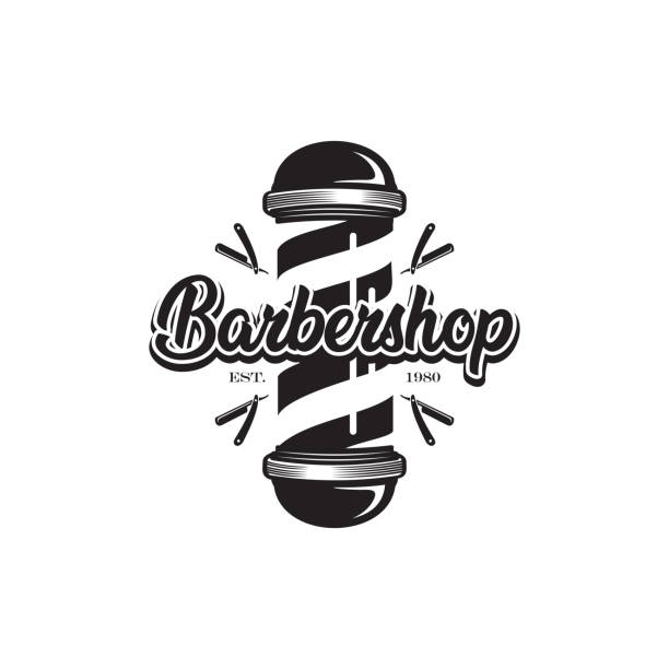 парикмахерская полюс, парикмахерская логотип дизайн вектор - barbers pole stock illustrations