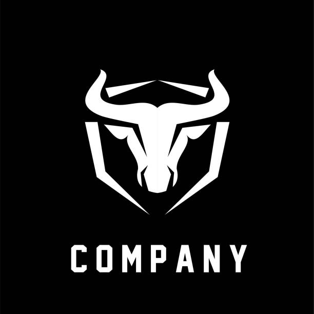 ilustrações, clipart, desenhos animados e ícones de ícone de logotipo cabeça de touro abstrato deeaign - bull texas longhorn cattle horned white