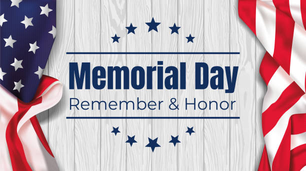 Memorial Day - Remember and honor with USA flag on a white table. Vector illustration. Memorial Day - Remember and honor with USA flag on a white table. Vector illustration. memorial day background stock illustrations