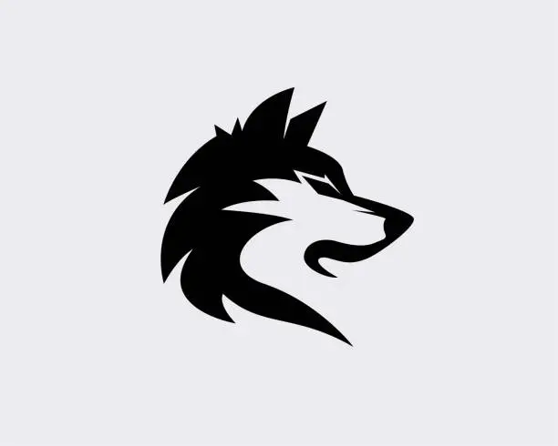 Vector illustration of Elegant black head wolf art logo design inspiration