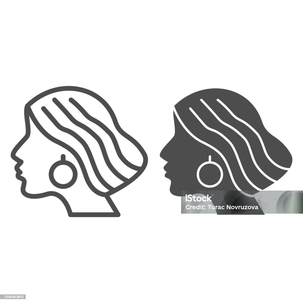 Woman Hair Style Line And Solid Icon Beauty Salon Concept Girl With Wavy Hair  Styling Sign On White Background Girl Portrait Icon In Outline Style For  Mobile Concept Web Design Vector Graphics