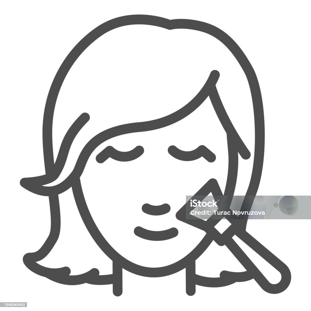 Girl Face With Brush Line Icon Cosmetology Concept Making Makeup Sign On White Background Beautiful Woman With Brush Icon In Outline Style For Mobile Concept Web Design Vector Graphics Stock Illustration - Girl Face With Brush Line Icon Cosmetology Concept Making Makeup Sign On White Background Beautiful Woman With Brush Icon In Outline Style For Mobile Concept Web Design Vector Graphics Stock Illustration -