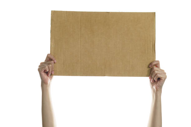 istock Woman hand holding a blank placard to put the text. 1248382822