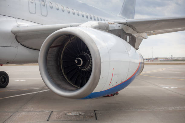 istock Airplane engine. The wing of the ship. 1248384746