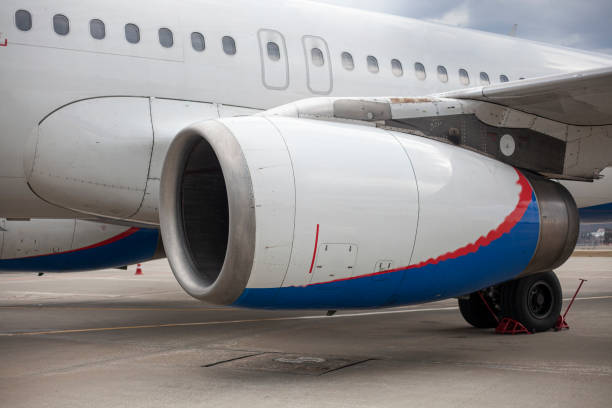 istock Airplane engine. The wing of the ship. 1248385809