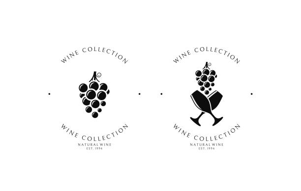 ilustrações de stock, clip art, desenhos animados e ícones de wine collection.  template - uvas