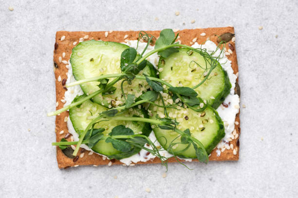 Healthy rye crispbread open sandwich