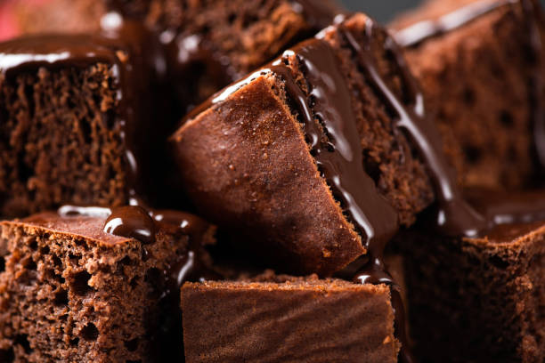 istock Chocolate brownie cake squares 1248396312
