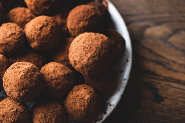istock Homemade dark chocolate truffles 1248396821