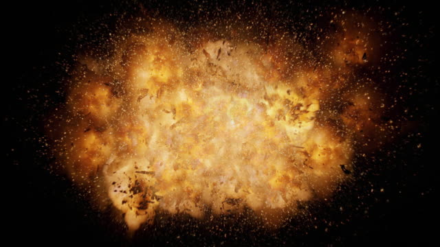 Realistic CG Fire Explosion. Close Up Blasts With Luma Channel.