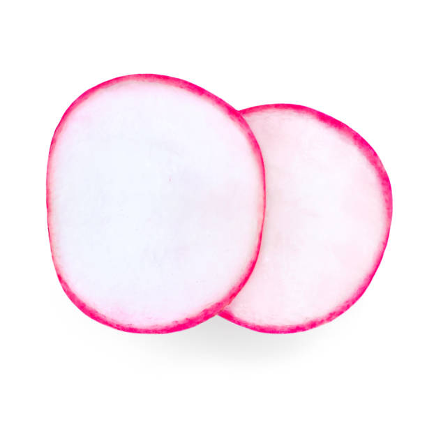 istock Radish slices isolated on white background