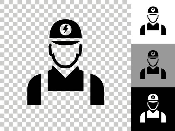 Electrician Icon on Checkerboard Transparent Background Electrician Icon on Checkerboard Transparent Background. This 100% royalty free vector illustration is featuring the icon on a checkerboard pattern transparent background. There are 3 additional color variations on the right.. electrician stock illustrations